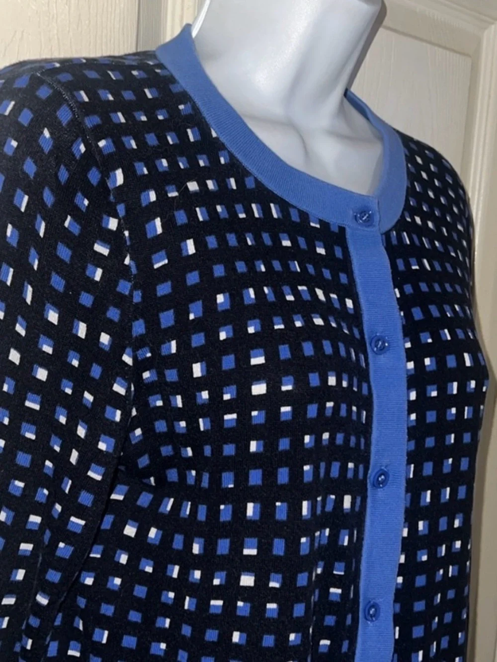 kate spade Navy and Blue Grid Cardigan